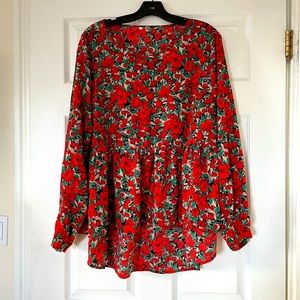 Shein red floral top xxl